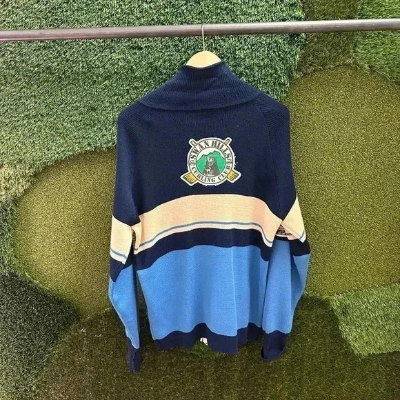 Vintage Colour Blocking Zip-up Curling  Sweater Medium - Picture 3 of 7